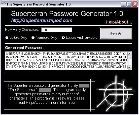 The Superterran Password Generator — the one that made it