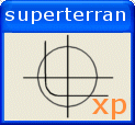 The &ldquo;superterran xp&rdquo; logo — a crosshair-and-globe mark with an orange &ldquo;xp&rdquo;